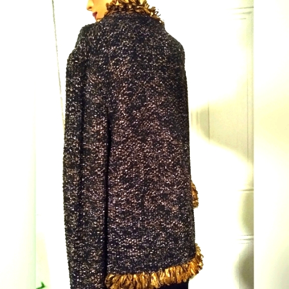 COUTURE HIGHEND KNIT QUALITY THICK WOOL BOUCLE LOOP CARDIGAN JACKET SWEATER M/ L - Picture 4 of 9
